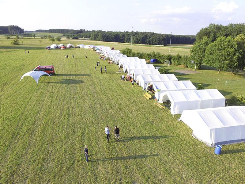 Zeltlager aus Vogelperspektive