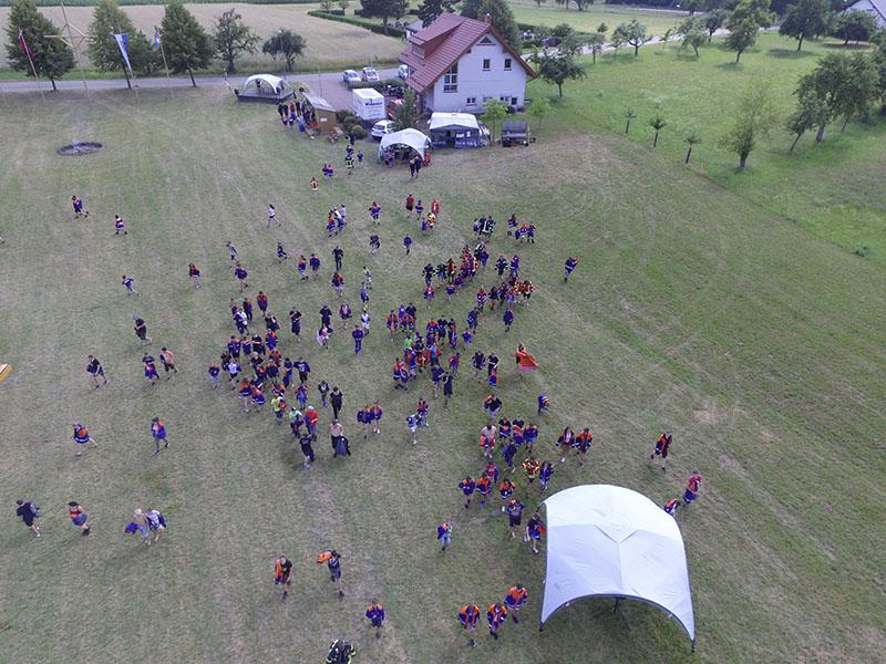 Zeltlager aus Vogelperspektive